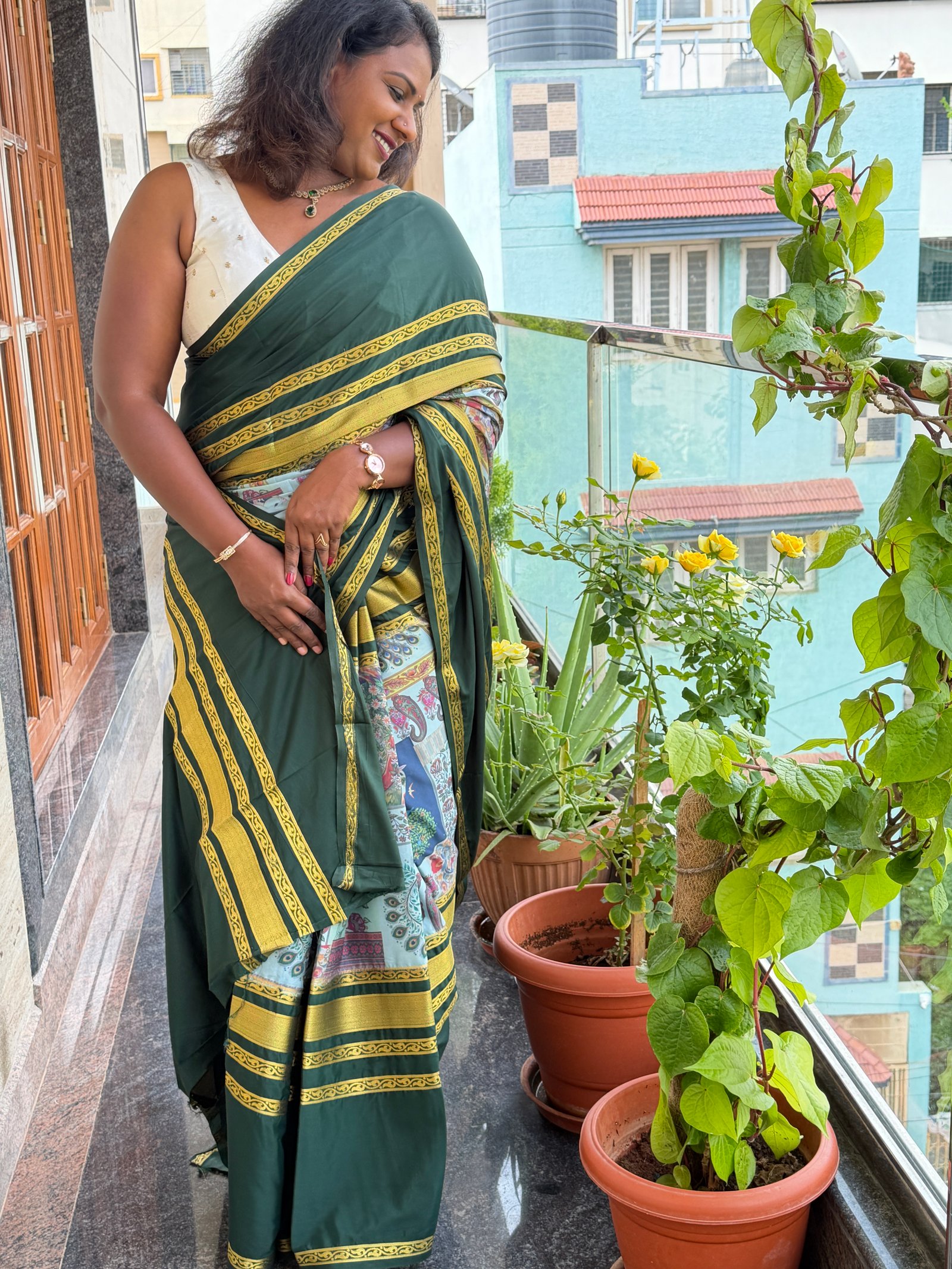 Mysore semi crepe silk saree view 2