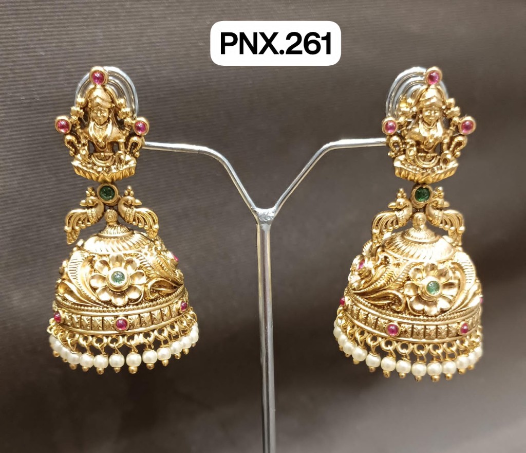Lakshmi Motif Temple Jhumka
